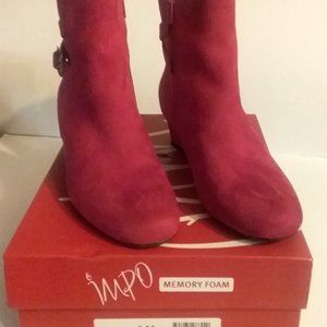 Impo Women's Scarlet Red Ankle Wedge Booties "Gates" Memory Foam 9M
